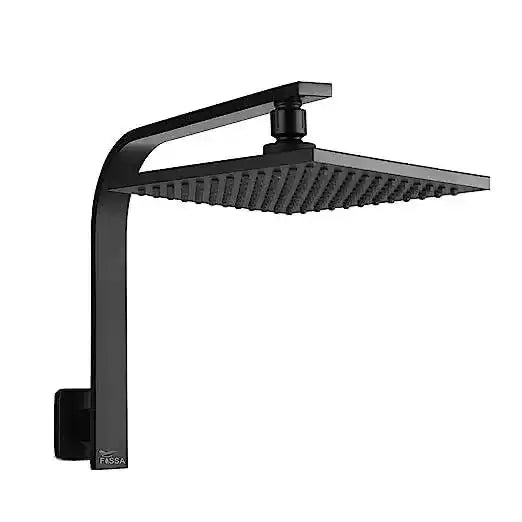 8 Inch Rain Square Overhead Shower Black With Arm (18 Inch)-0