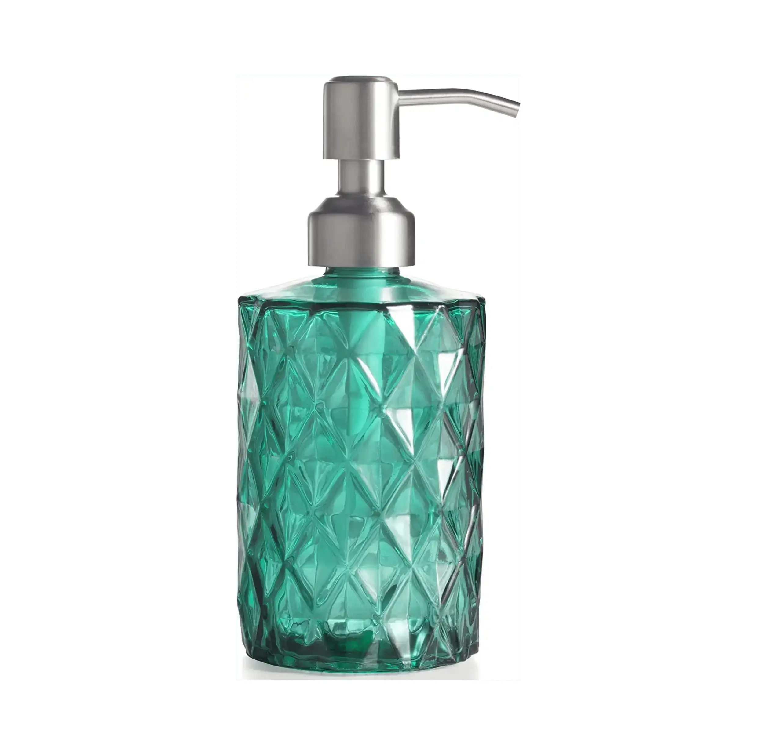 350ml Diamond White Glass Soap Dispenser Green-0